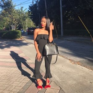 Black Strapless Romper